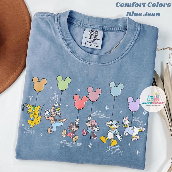 Retro Disney Mickey And Friends Signatures Comfort Colors Shirt Disney Vacation Shirt, Magic Kingdom shirt Disneyland Tee, Disneyworld Shirt