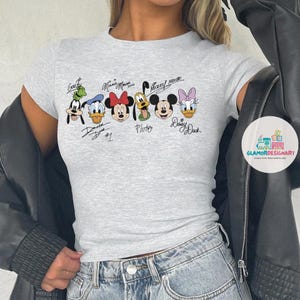 Disney Baby Tee Mickey Crop Top, Disney Trip Shirt, Disneyland Shirt, Disneyworld Shirt, Cute Coquette Tee Mickey and Friends Signatures