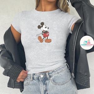 Disney Mickey Signatures Baby Tee, Disney World Tee, Classic Mickey baby tee, Magic Kingdom Shirts, Women Baby Tee Girly aesthetic WDW