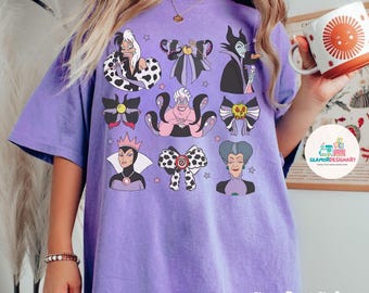 Coquette Bows Disney Villains Halloween T-shirt Comfort Color Villains Walt Disney Shirt Disney Halloween Shirt, Disneyland Halloween Shirt