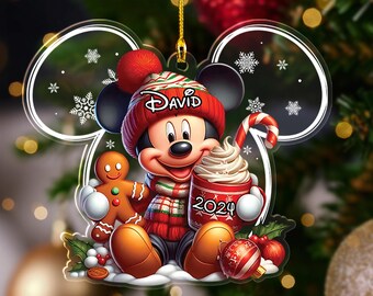Personalized Mickey Christmas Ornament 2024, Mickey Mouse Ornament 2024  Keepsake 2024 Ornament Mickey Ornament world Gifts