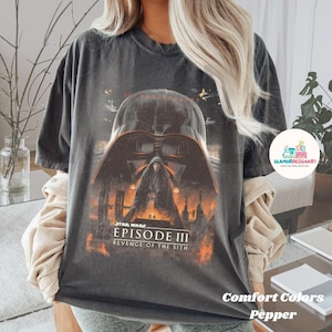 Camiseta vintage de La Venganza de los Sith 20.ª edición, camiseta de Anakin Skywalker, camiseta de Darth Vader, camiseta Jedi de Star Wars Episodio III La Venganza de los Sith.