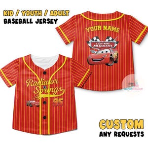 Custom Disney Cars Lightning McQueen Baseball, Custom Cars Baseball Jersey Team, Personalized Disney Baseball Team Outfit, Cars Land Tee