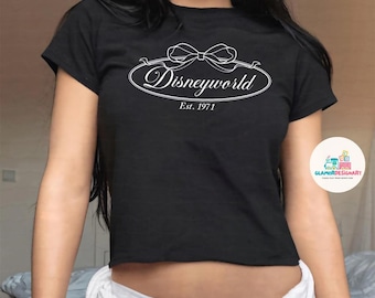 Coquette bow world Baby tee, Girly  Girl Trip Shirt womens T-shirt,  Matching Trip Croptop Girly aesthetic baby tee