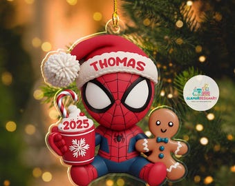 Personalized Spiderman Ornament, Custom Disney Spider Christmas Gift, Christmas Ornament For Kid, 2025 Christmas Tree Decor Gift For Kid