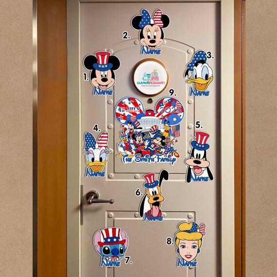 Personalized Happy 4th of July Magnet, Mickey & Friends Cruise