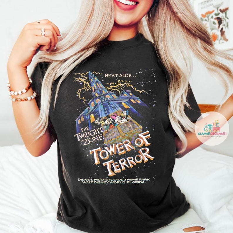 Vintage Retro Tower Of Terror Shirt, Mickey & friends Twilight Zone Shirt, Rides Shirt, Hollywood Studios Shirt, WDW trip tee image 3