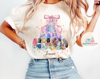 Disney Princess Shirt, Watercolor Princess Shirt, Disney Friends Princess Sweatshirt, Disney Princess Gift, Disney Trip Coquette Bow Shirt