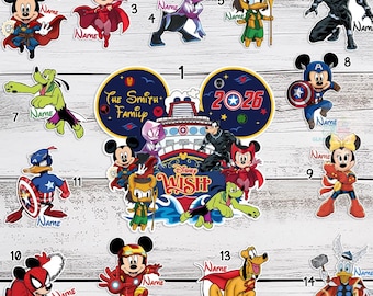 Personalized Disney Cruise Line Marvel Character 2026 Magnet, Superheroes Disney Destiny Magic, Custom Family Cruise Door magnet