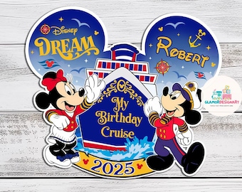 Personalized Mickey & friends Happy Birthday magnet, Disney Cruise Ship Birthday Magnet Disney Cruise Line Magnet, Happy Birthday Magnet