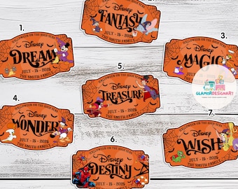 Imán personalizado de Halloween para crucero, imán de Halloween en alta mar 2025, imán para puerta de crucero, imán de deseos de Halloween