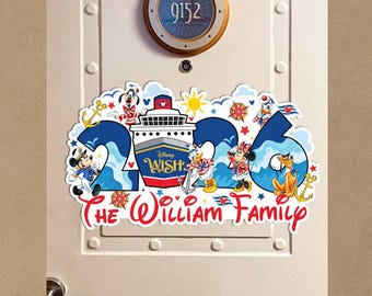 Custom Family & Cruise Ship Name  Cruise Line Magnet, Mickey and friends  Magnet, Family sign  Wish Dream Treasure magnet