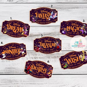 Personaliza el nombre de la puerta del camarote de la familia de Halloween y crucero, imán para la puerta con el nombre de la línea de cruceros, viaje de crucero familiar de Halloween, magia