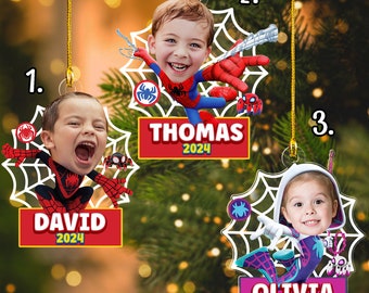 Personalized Spidey Christmas Ornament Superhero Ornament Customized 2024 Christmas Tree Decor Heros Movie Gift For Kid Spiderman Ornament