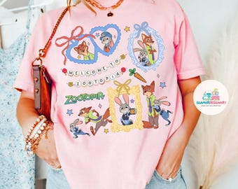 Coquette Bow Watercolor Zootopia Shirt, Judy Hopps Shirt, Nick Wilde Shirt, Retro Zootropolis Disney Tee, WDW Family 2025 Trip Tee