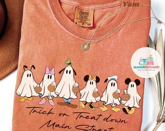 Disney Mickey Halloween Comfort Colors Shirt, Mickey and Friends Ghost Shirt, Retro Mickey Spooky Sweatshirt, Disney Castle Halloween Shirt
