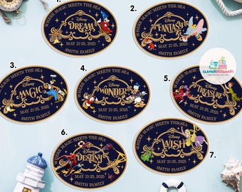 Personalized All Characters  Cruise Door Magnet, Mickey & Friends Princess Mickey Fantasia Family Cruise Ship Stateroom Door Magnets