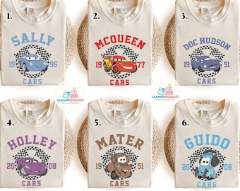 Disney Cars Shirt, Lightening McQueen Tee, Tow Mater T-Shirt, Sally Carrera Doc Hudson Shirt, Disneyland Family Trip Tee, WDW Gift Tee