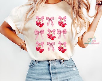 Disney Coquette Shirt, Disney Girl Trip Shirt, Cherry Mickey Bow, Minnie girlie y2k tee, Disneyworld girls shirt Comfort Colors Disney Shirt