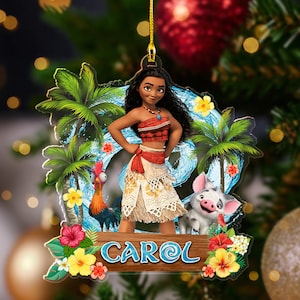 Moana Christmas Ornament, Disney Princess Moana Ornament, Personalized Christmas Ornament, Disney Christmas ornament Moana Keepsake
