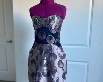 BCBG MAX AZRIA strapless silk cocktail dress
