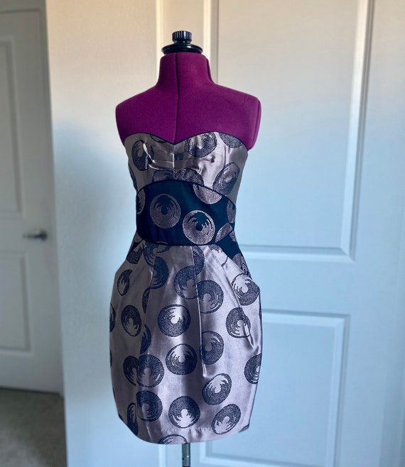BCBG MAX AZRIA strapless silk cocktail dress