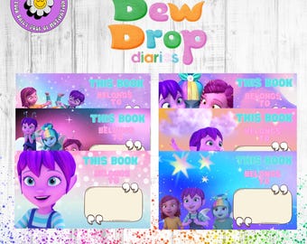Editable DEW DROP DIARIES Notebook Labels - Personalized Printable School Stickers for Kids - Digital Download