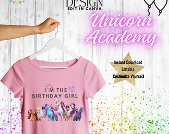Birthday Girl UNICORN ACADEMY T-shirt Design | Digital Design