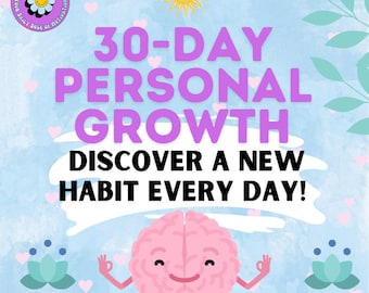 Editable 30-Day Personal Growth Challenge Workbook | Daily Habit Tracker, Mindfulness & Self-Improvement Planner PDF