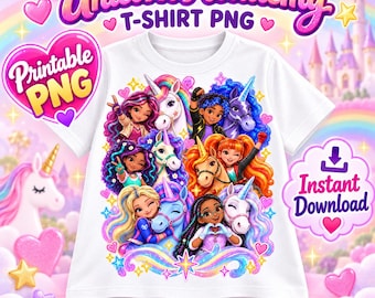Unicorn Academy PNG for T-Shirts | Girls Birthday Shirt Design | Printable Sublimation PNG