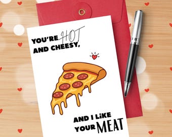Funny Valentine's Day Card, Dirty Card for Boyfriend, Funny Anniversary Card, Pizza Lover Gift, Dirty Valentine's Day, Pizza Card