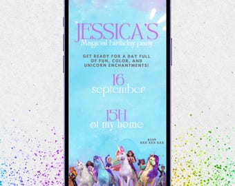 Editable Unicon Academy Birthday Invitation | Unicorn Academy Party Invitation | Unicorn Academy digital invitation | DigitalDownload