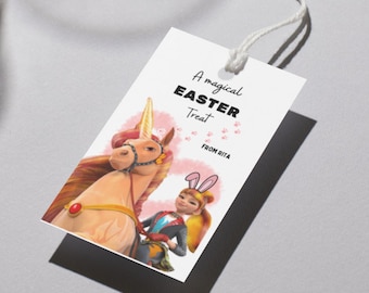 Unicorn Academy Easter Gift Tags | Happy Easter Bunny Tags | Editable Printable Template