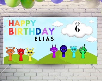 Sprunki Birthday Banner - Editable Digital Download | Printable Sprunki Party Decoration | Instant Download