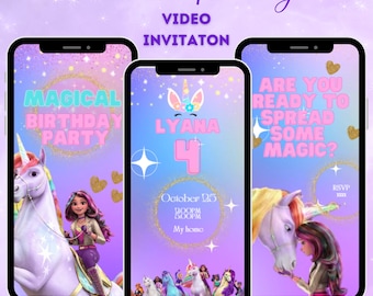 Unicorn Academy Animated Birthday Invitation | Custom Editable Template with Music | Animated Video Invitation