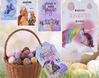 Unicorn Academy Easter Gift Tags | Happy Easter Tags | Editable Printable Template | Unicorn Academy Easter Tags Bundle