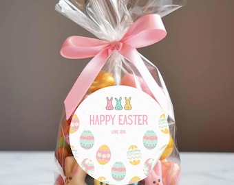 Personalized Happy Easter Gift Labels | Custom Name Easter Stickers | Easter Treat Bag Stickers | Easter Gift Tag Stickers | Kids Stickers