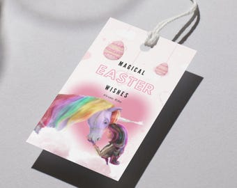 Unicorn Academy Easter Gift Tags | Happy Easter Bunny Tags | Editable Printable Template