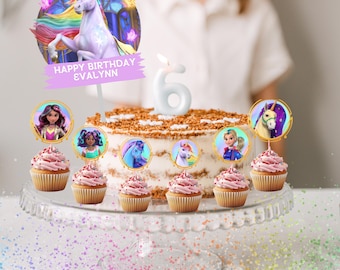 Unicorn Academy Cupcake Toppers | Unicorn Academy Birthday Cake Topper | DigitalDownload