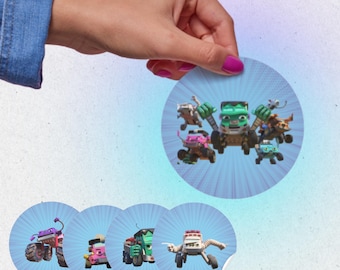 Mighty MonsterWheelies Birthday Stickers | Printable Monster Truck Party Labels | EditableDigitalDownload | Kids Party Favor Stickers