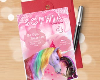 Unicorn Academy Birthday Invitation | Party Invitation (Digital Download)