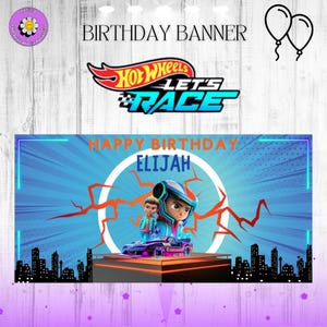 Hot Wheels Let’s Race Birthday Banner | EditableDigitalDownload | Customizable Race Car Party Backdrop | Printable Banner Design