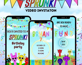 Sprunki Video Invitation - Editable Digital Download | Animated Birthday Party Invitation | Digital Sprunki Invitation