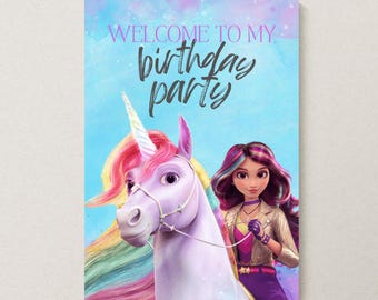 UNICORN ACADEMY Welcome Sign | Editable Template | Instant Download | Unicorn Academy Birthday Welcome Sign