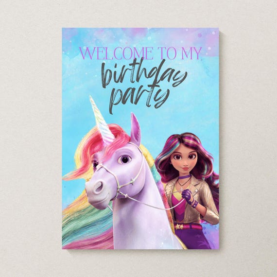 UNICORN ACADEMY Welcome Sign | Editable Template | Instant Download | Unicorn Academy Birthday Welcome Sign