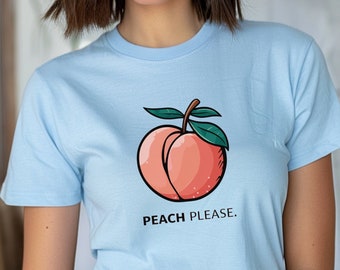 ピーチプリーズTシャツ：フルーツ好きのための楽しいグラフィックTシャツ