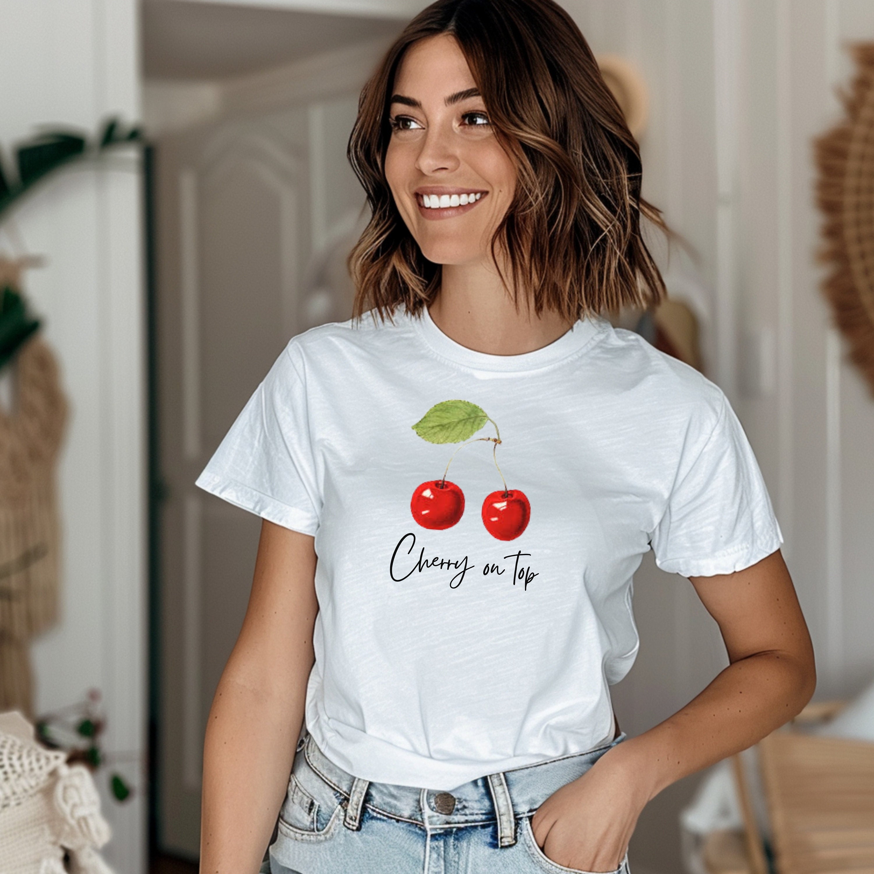 トップス Her lip to Classic Cherry Tee White Cherry Graphic Tee: Unisex Summer Fashion T-shirt - Etsy