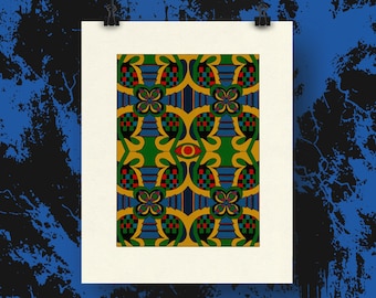 Eye of Geometry Patterned Art Print – Vibrant Retro Wall Art  - Full Color 8"x10" Art Print - Giclee on Archival Fine Art Paper