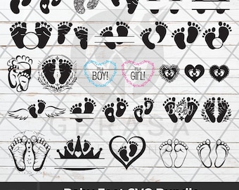 Baby Feet SVG Bundle: Footprint Clipart (Digital Download)