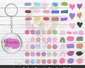 Paint Brush Stroke SVG Bundle: Rainbow, Heart, Keychain Designs (Digital Download)